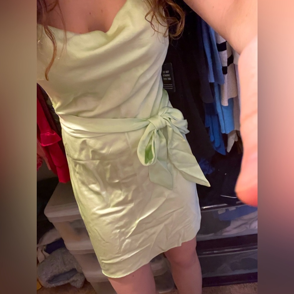 Brand new (with tags) lime green satin dress from Express